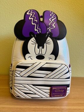 Loungefly Disney Minnie Mouse Black White and Purple Mini Backpack